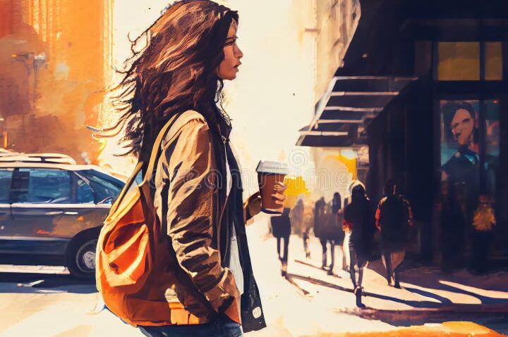 persona caminando por una ciudad